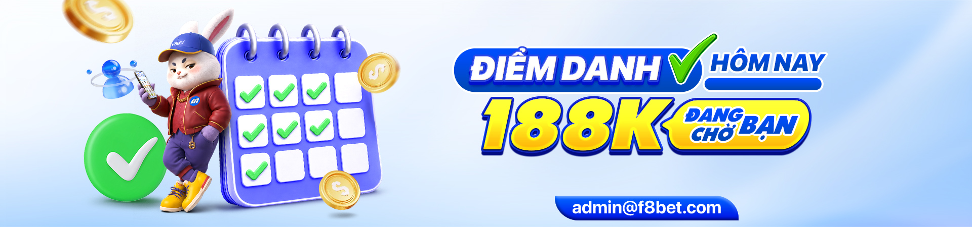 f8bet banner sự kiện điểm danh nhận 188k
